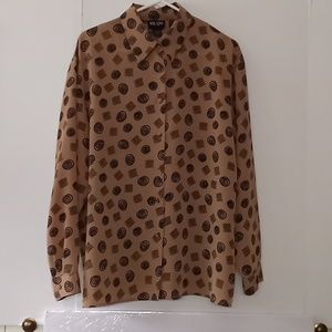 Milano Vintage Career Blouse - Size (XL) - Beige/Black